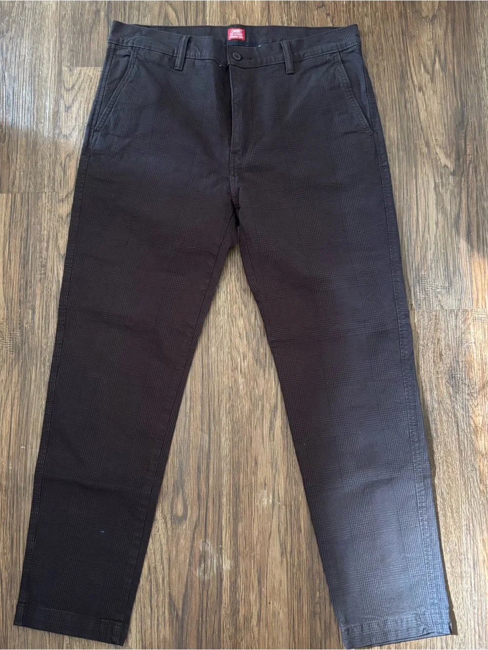 Levi’s XX Chino Standard Taper Brown Black Plaid Pants 34x30 Preppy